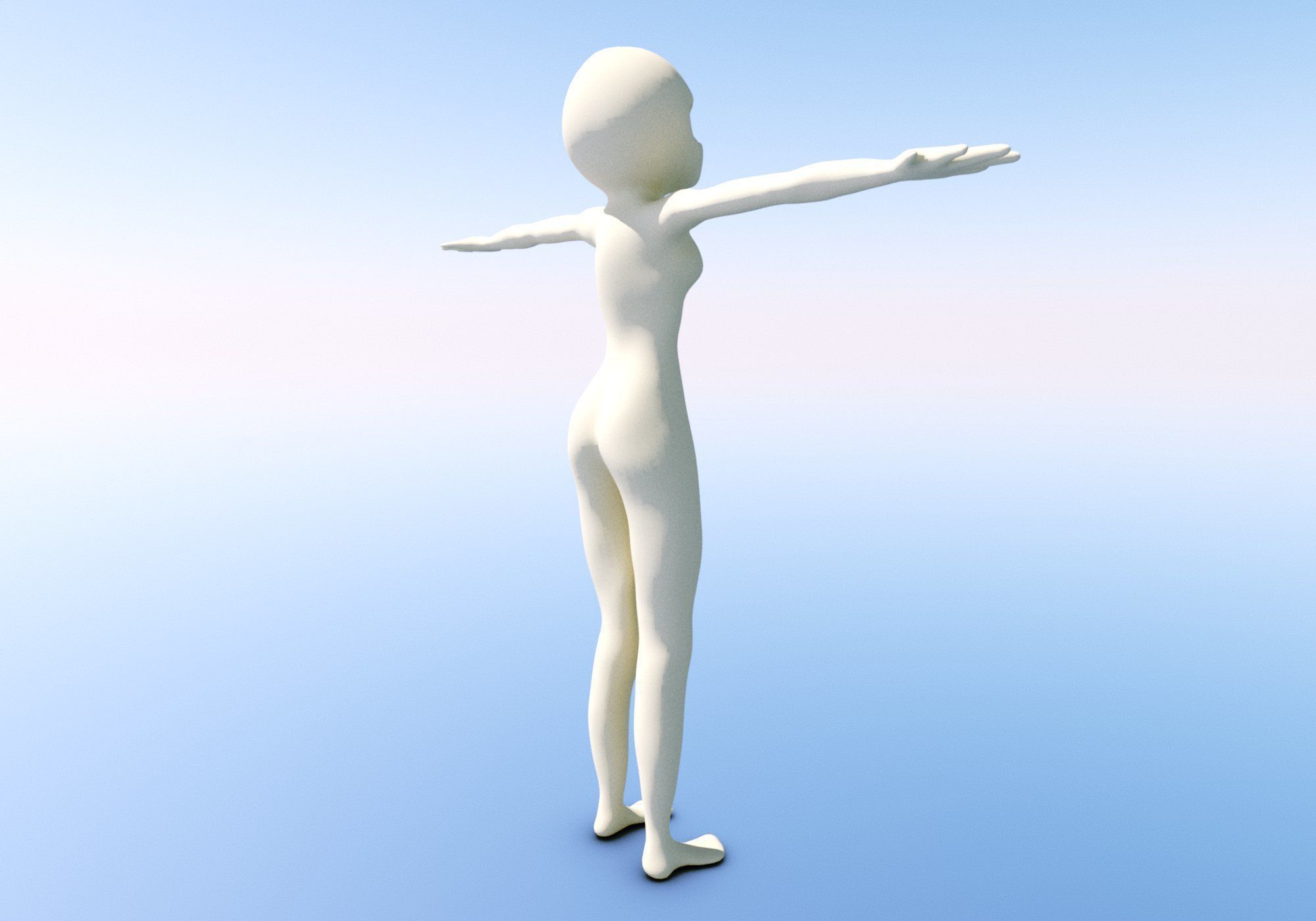 Anime - or - Loli base model Free low-poly 3D model_11