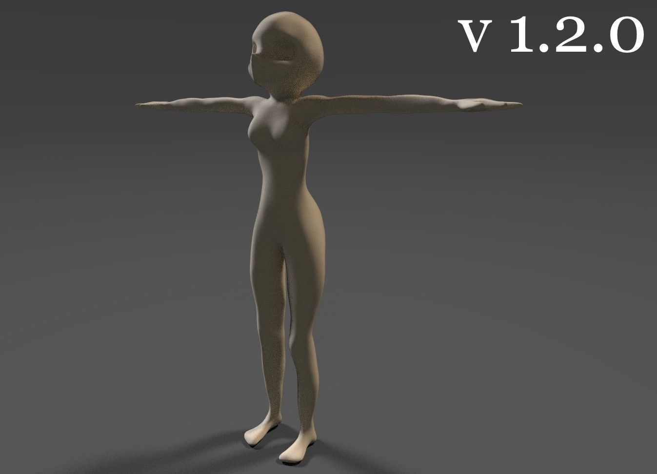 Anime - or - Loli base model Free low-poly 3D model_5