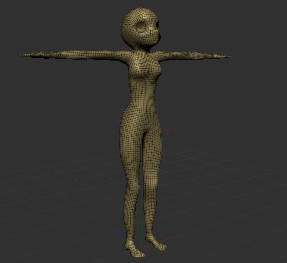 Anime - or - Loli base model Free low-poly 3D model_28