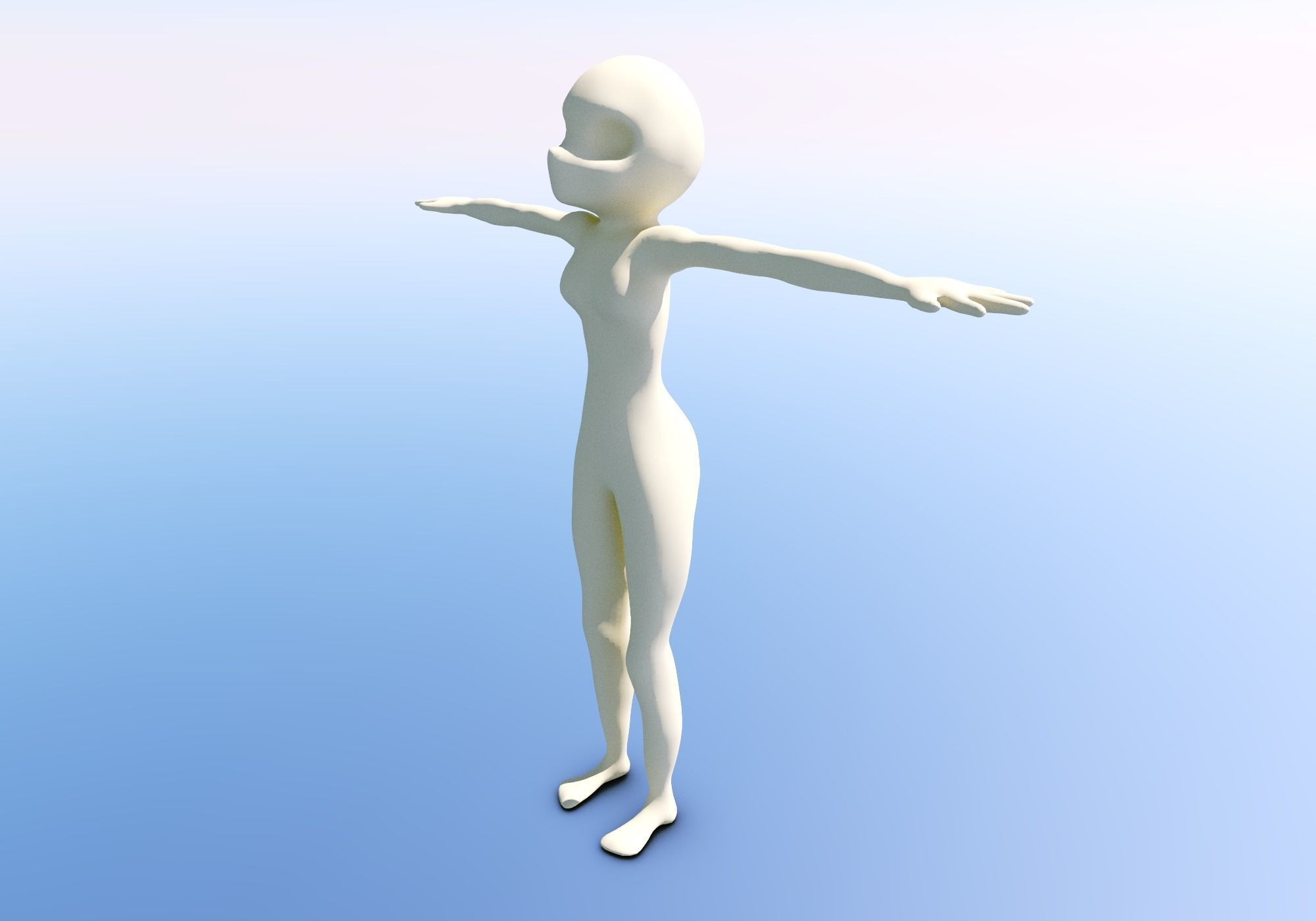 Anime - or - Loli base model Free low-poly 3D model_17