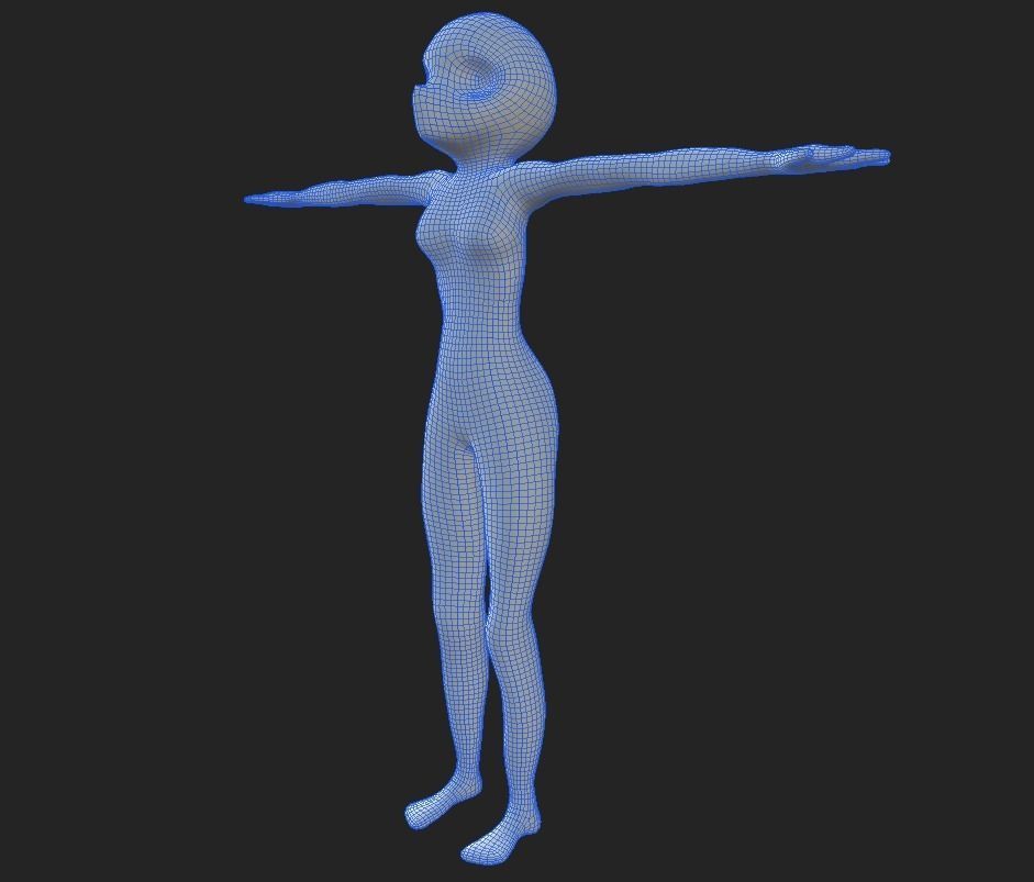 Anime - or - Loli base model Free low-poly 3D model_6