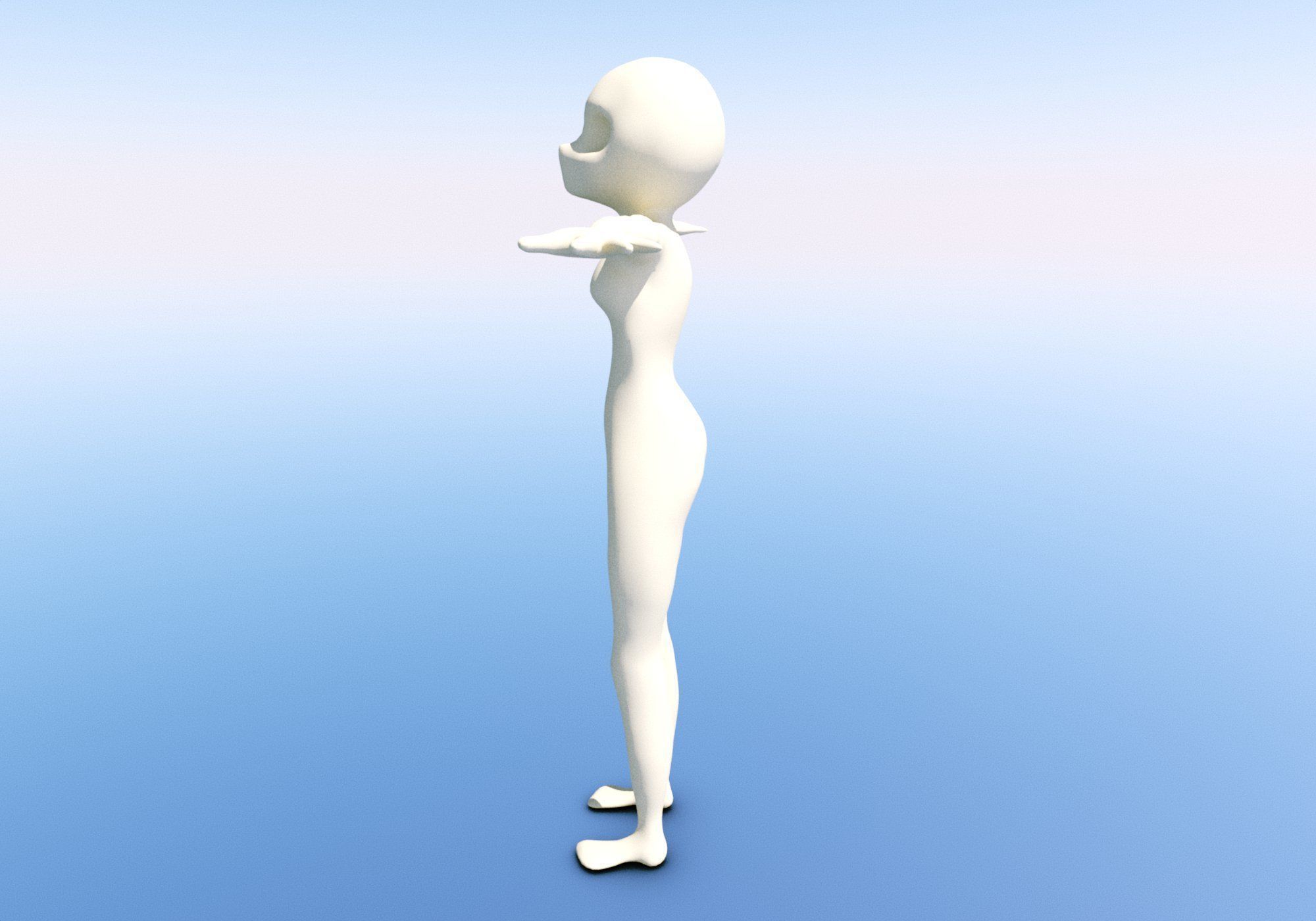 Anime - or - Loli base model Free low-poly 3D model_16