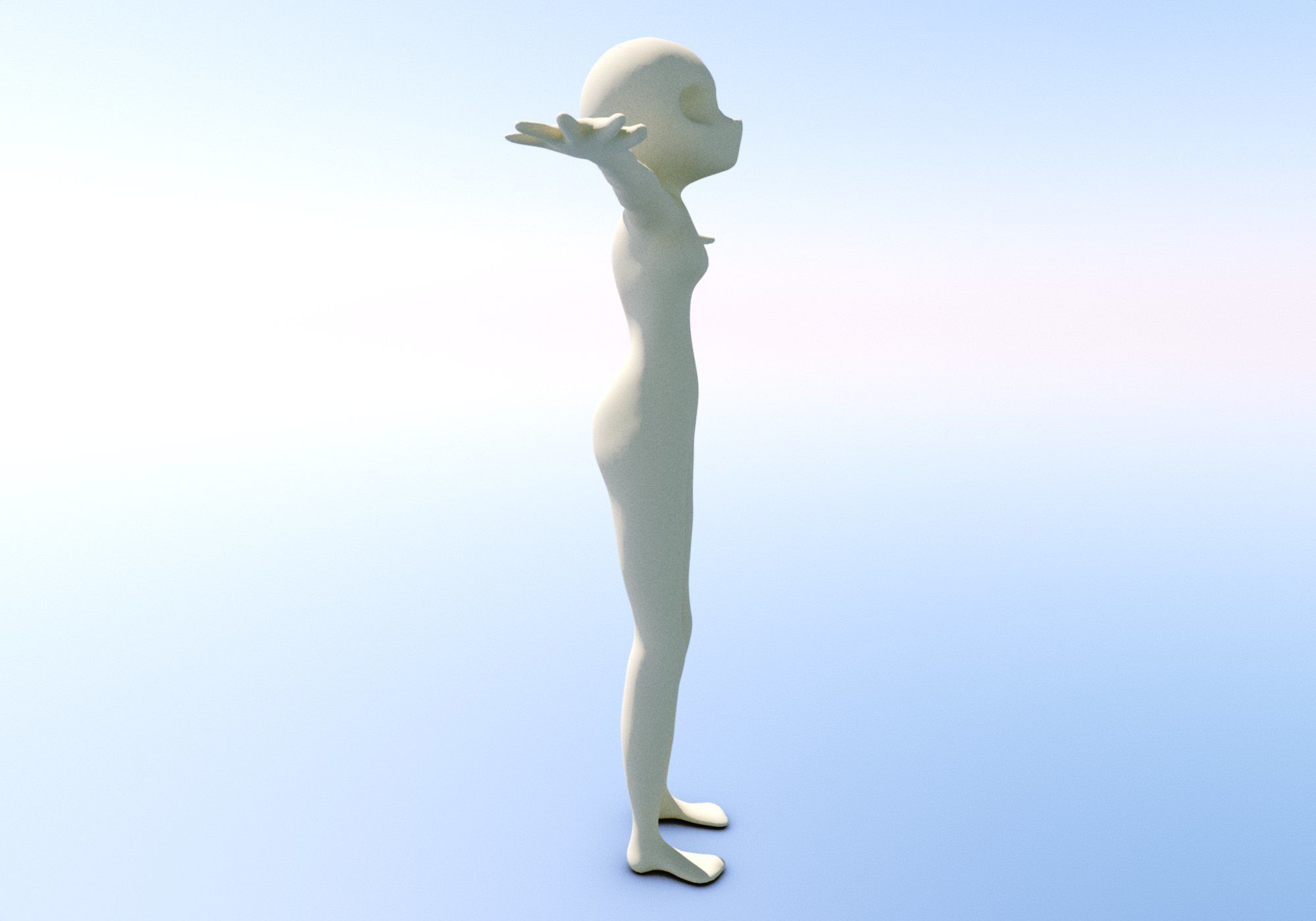 Anime - or - Loli base model Free low-poly 3D model_10