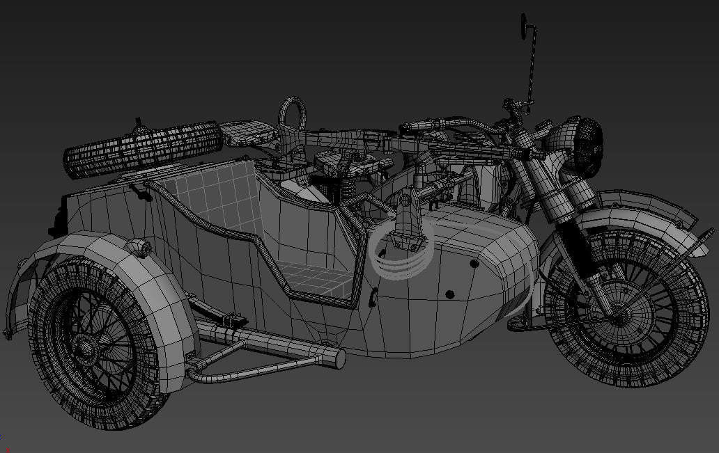 ww2 R75 Motorcycle HighPoly Model with mg42 3D model_4