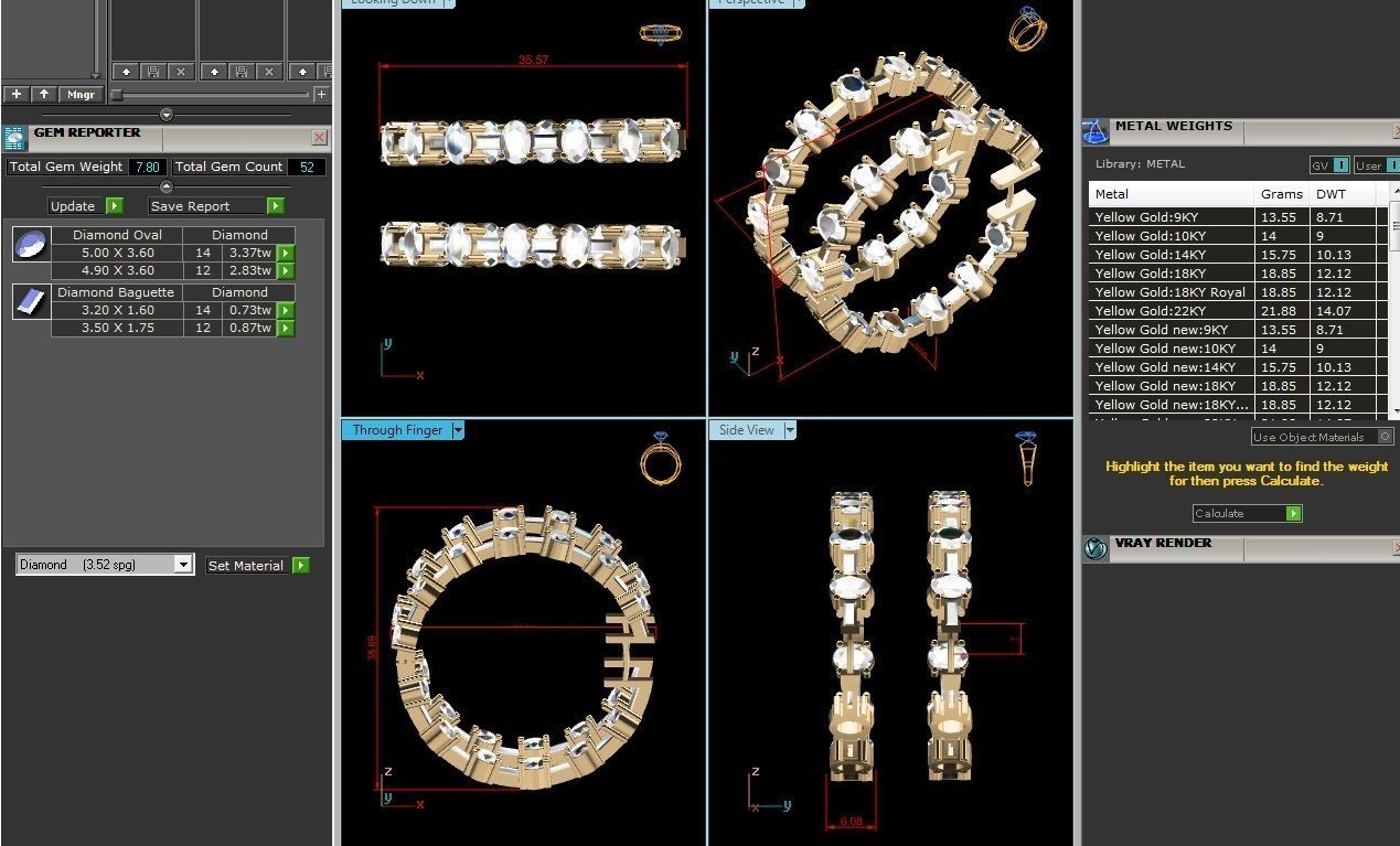 BULK-3DM-With Gems-RING 333 Files 3D print model_418