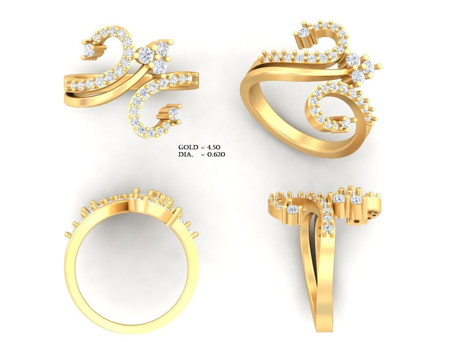BULK-3DM-With Gems-RING 333 Files 3D print model_165