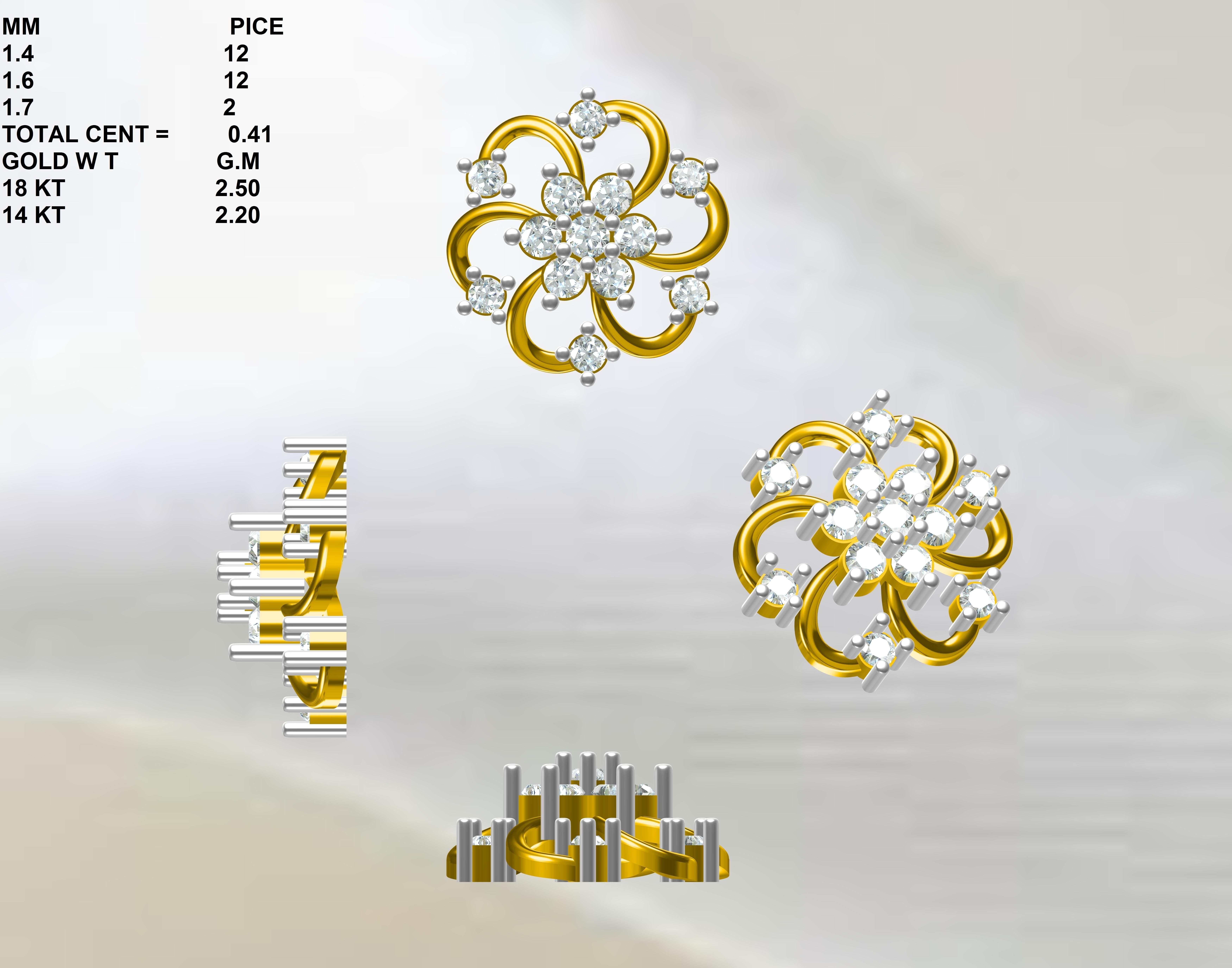 BULK-3DM-With Gems-RING 333 Files 3D print model_372