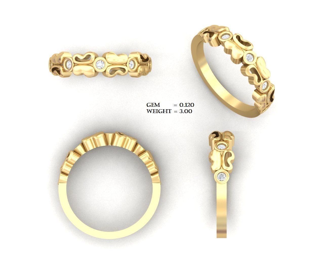 BULK-3DM-With Gems-RING 333 Files 3D print model_324