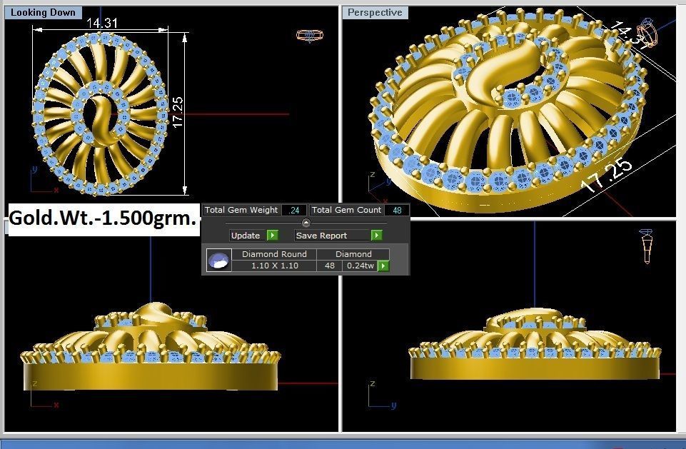 BULK-3DM-With Gems-RING 333 Files 3D print model_413