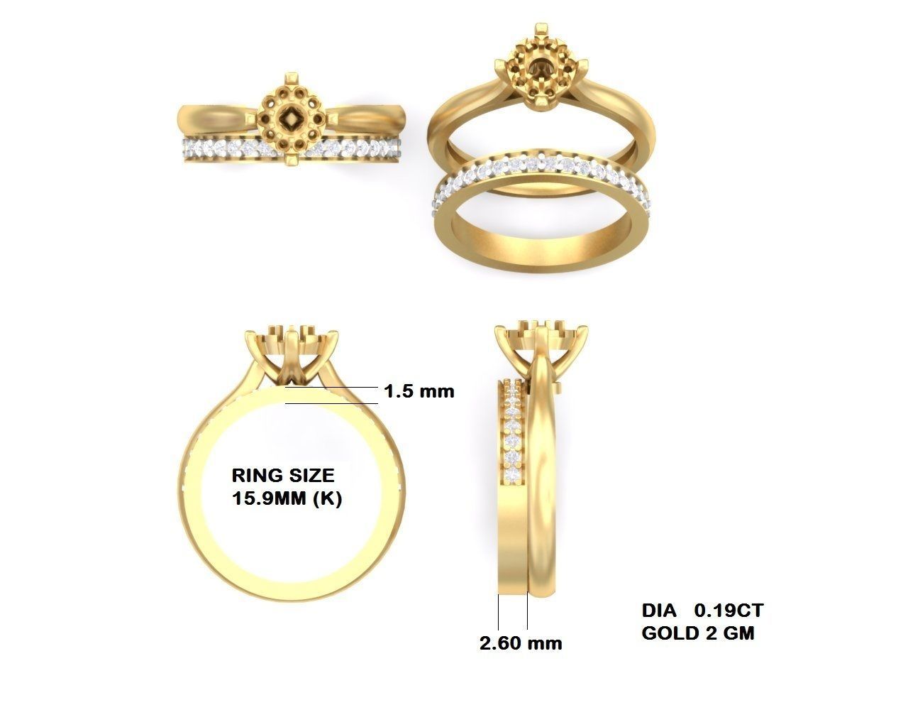 BULK-3DM-With Gems-RING 333 Files 3D print model_176