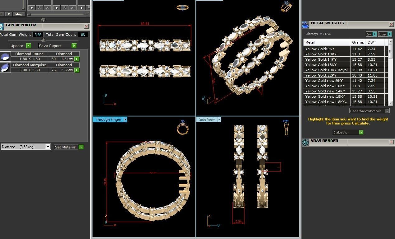 BULK-3DM-With Gems-RING 333 Files 3D print model_415