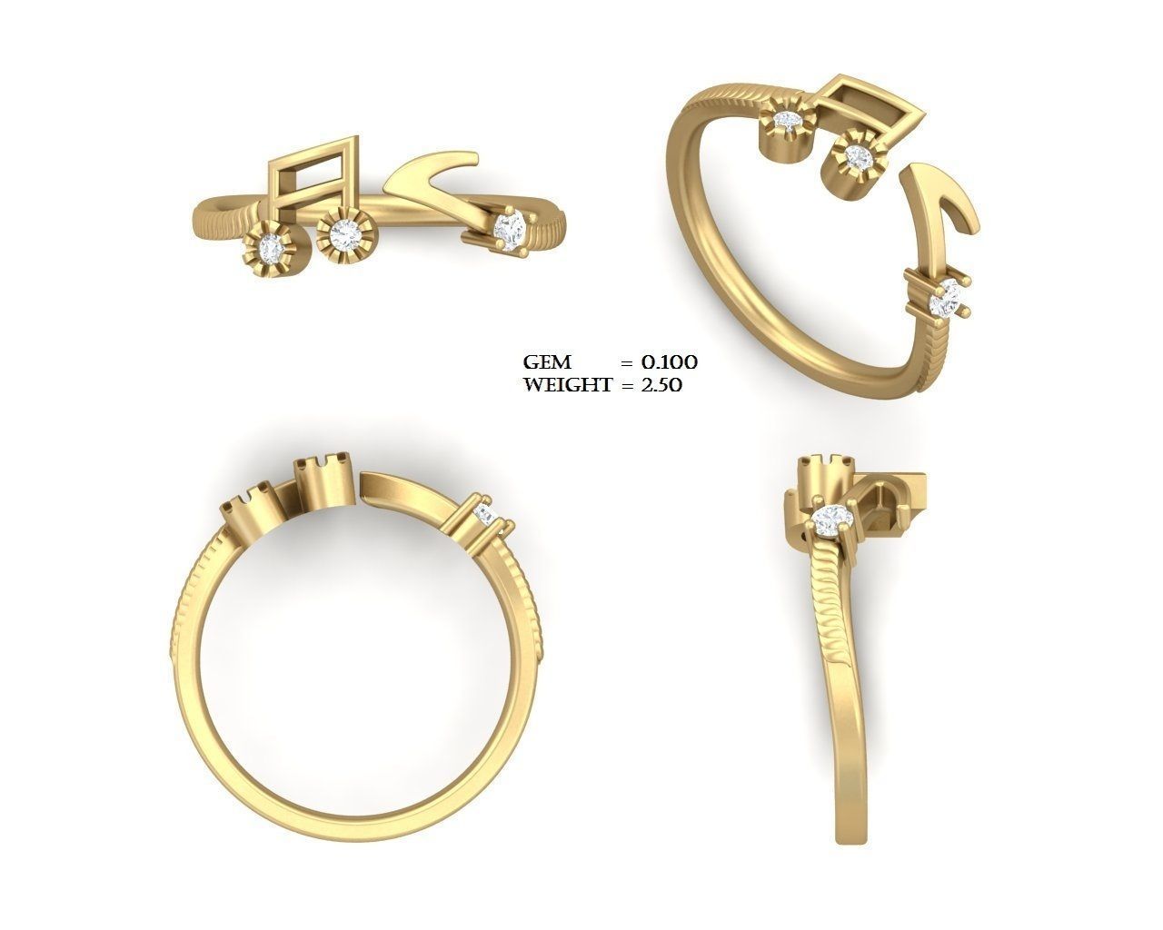 BULK-3DM-With Gems-RING 333 Files 3D print model_321