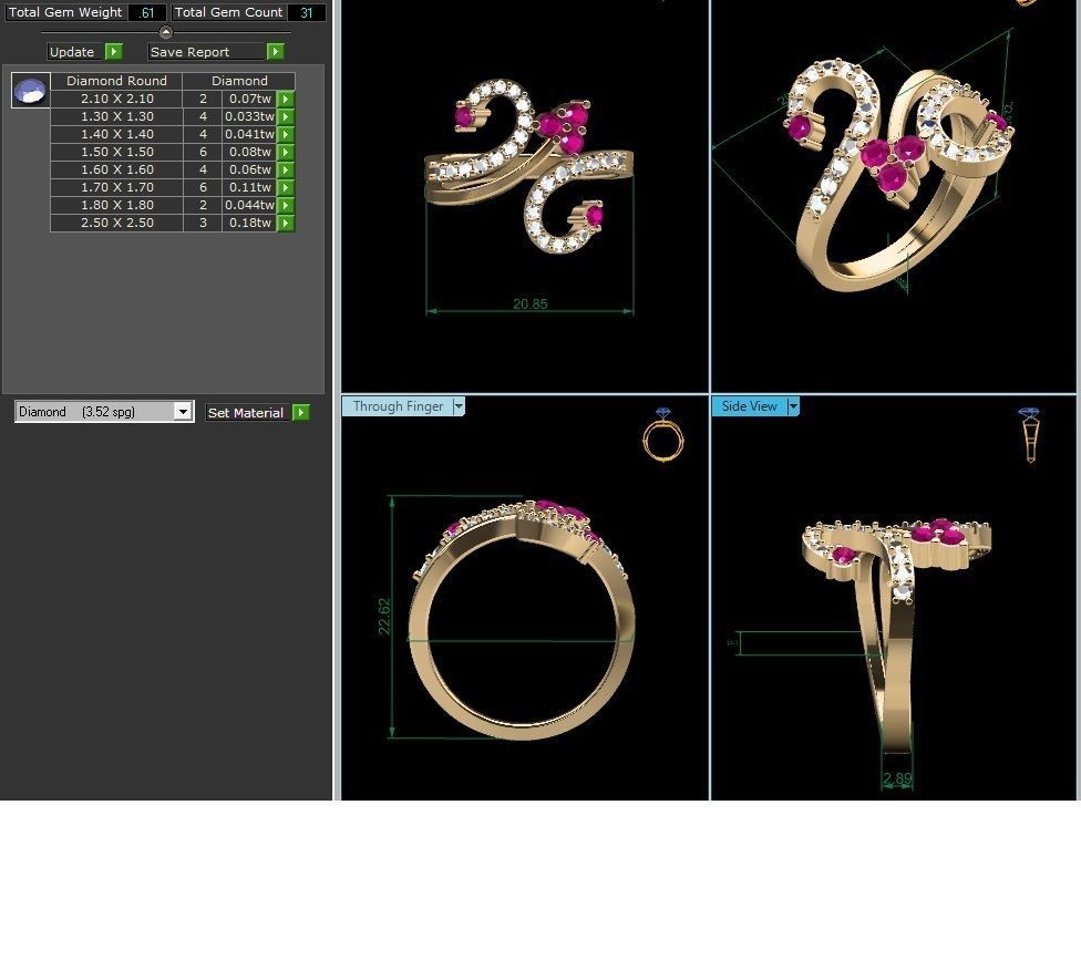 BULK-3DM-With Gems-RING 333 Files 3D print model_154