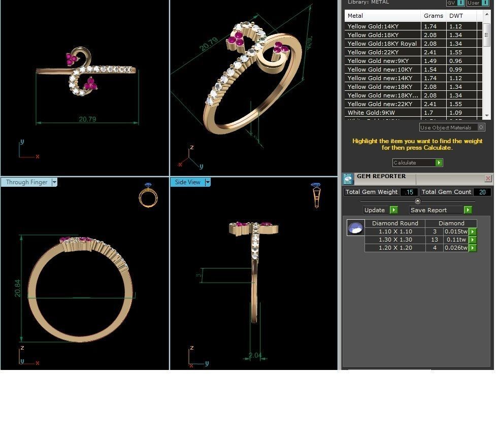 BULK-3DM-With Gems-RING 333 Files 3D print model_153