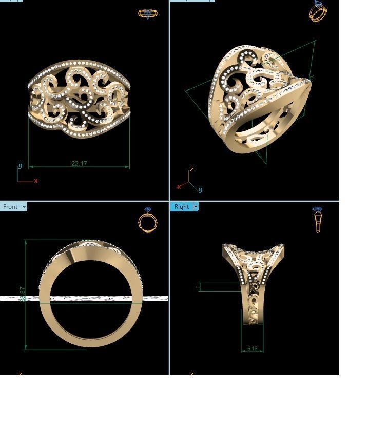 BULK-3DM-With Gems-RING 333 Files 3D print model_149