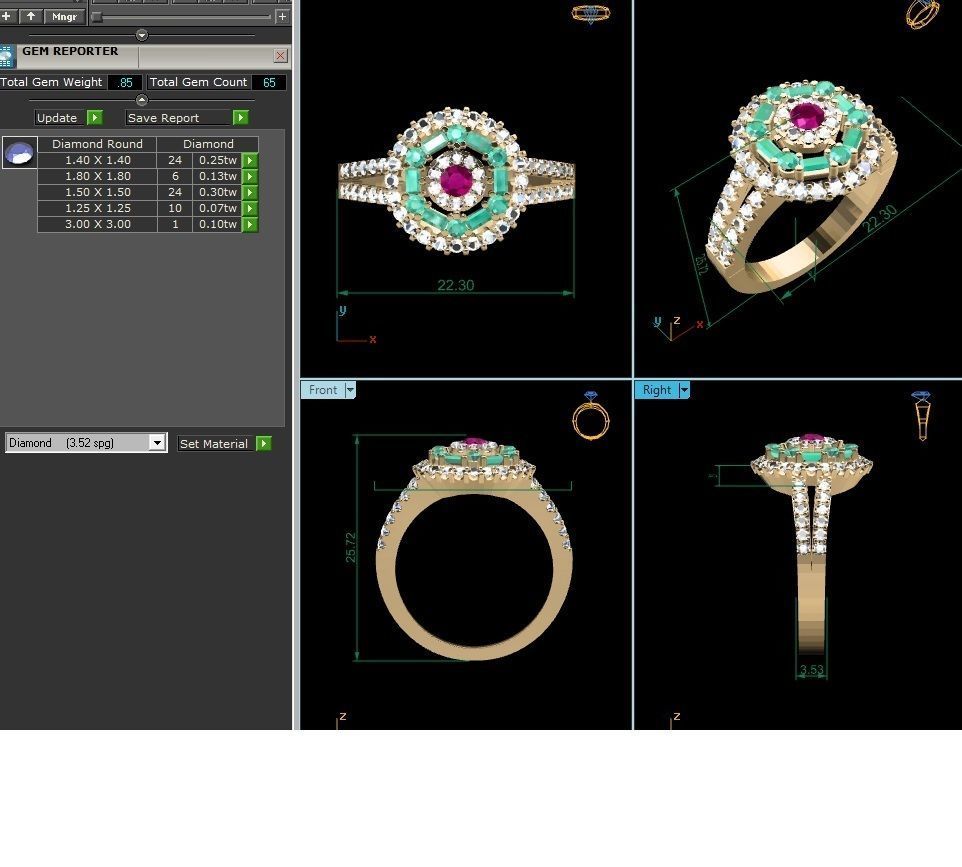BULK-3DM-With Gems-RING 333 Files 3D print model_151