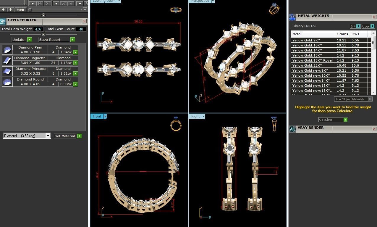 BULK-3DM-With Gems-RING 333 Files 3D print model_419