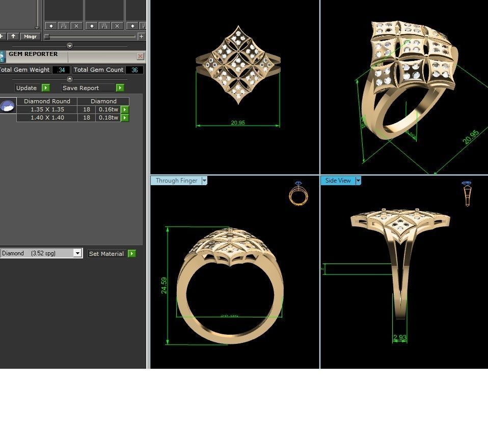BULK-3DM-With Gems-RING 333 Files 3D print model_155