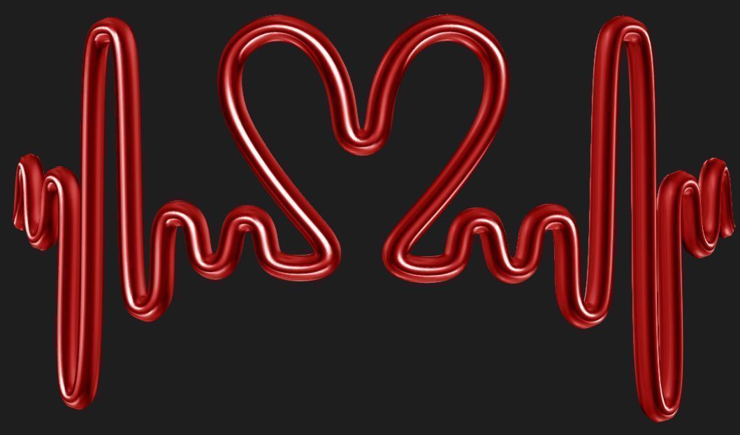 Love heart beat - Curved Low-poly 3D model_1