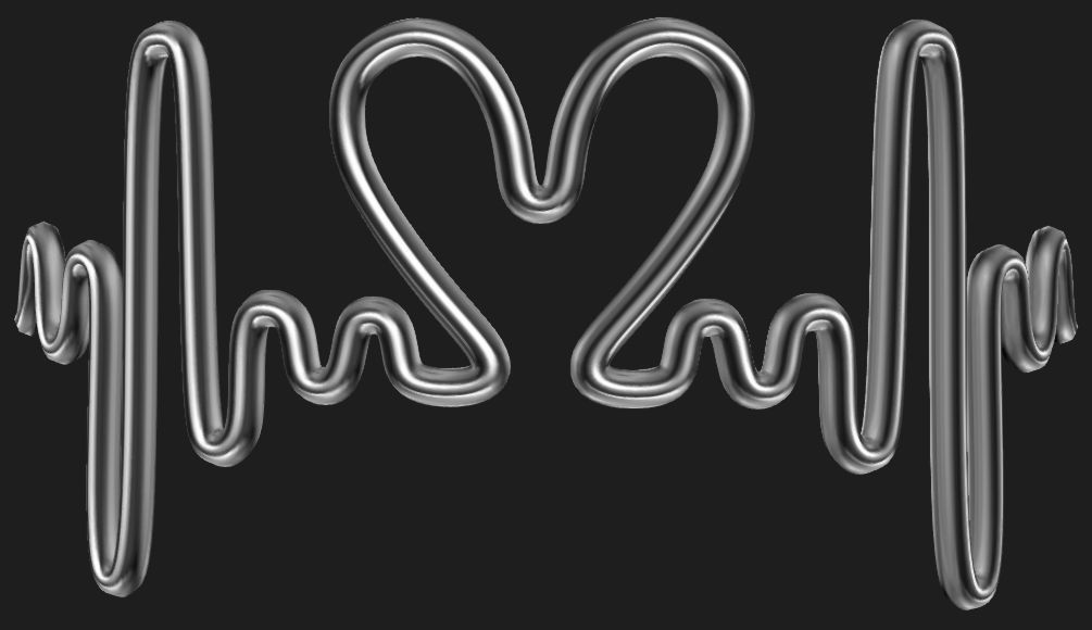 Love heart beat - Curved Low-poly 3D model_3