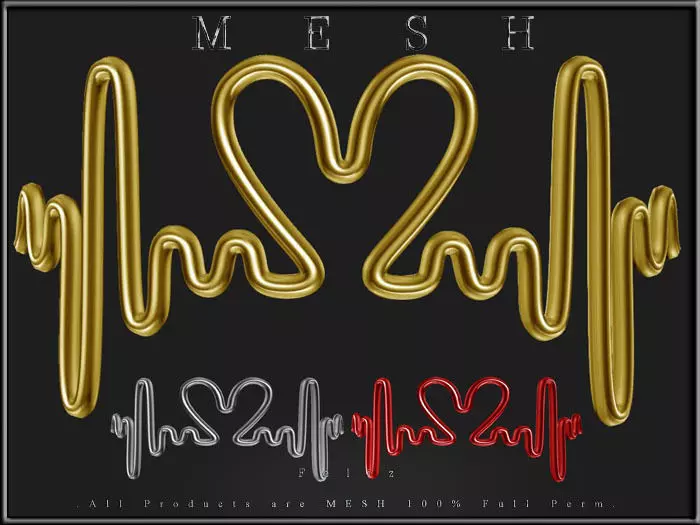 Love heart beat - Curved Low-poly 3D model_0