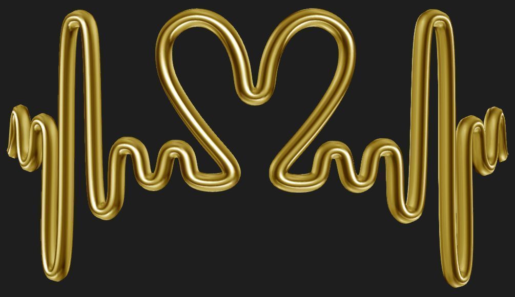 Love heart beat - Curved Low-poly 3D model_2