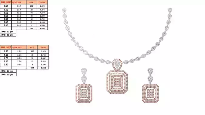 Rose Gold Jewellery Set With Diamonds
