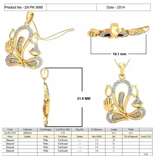 Lord Ganesh Golden Pendant