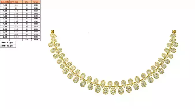 Drop Design Golden Necklace With Diamonds