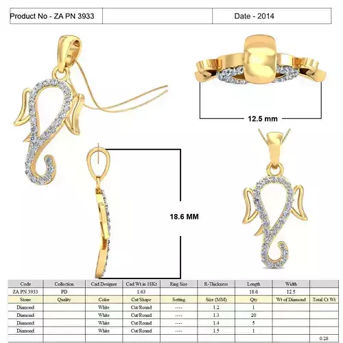 Lord Ganesh Golden Pendant With Diamonds 1