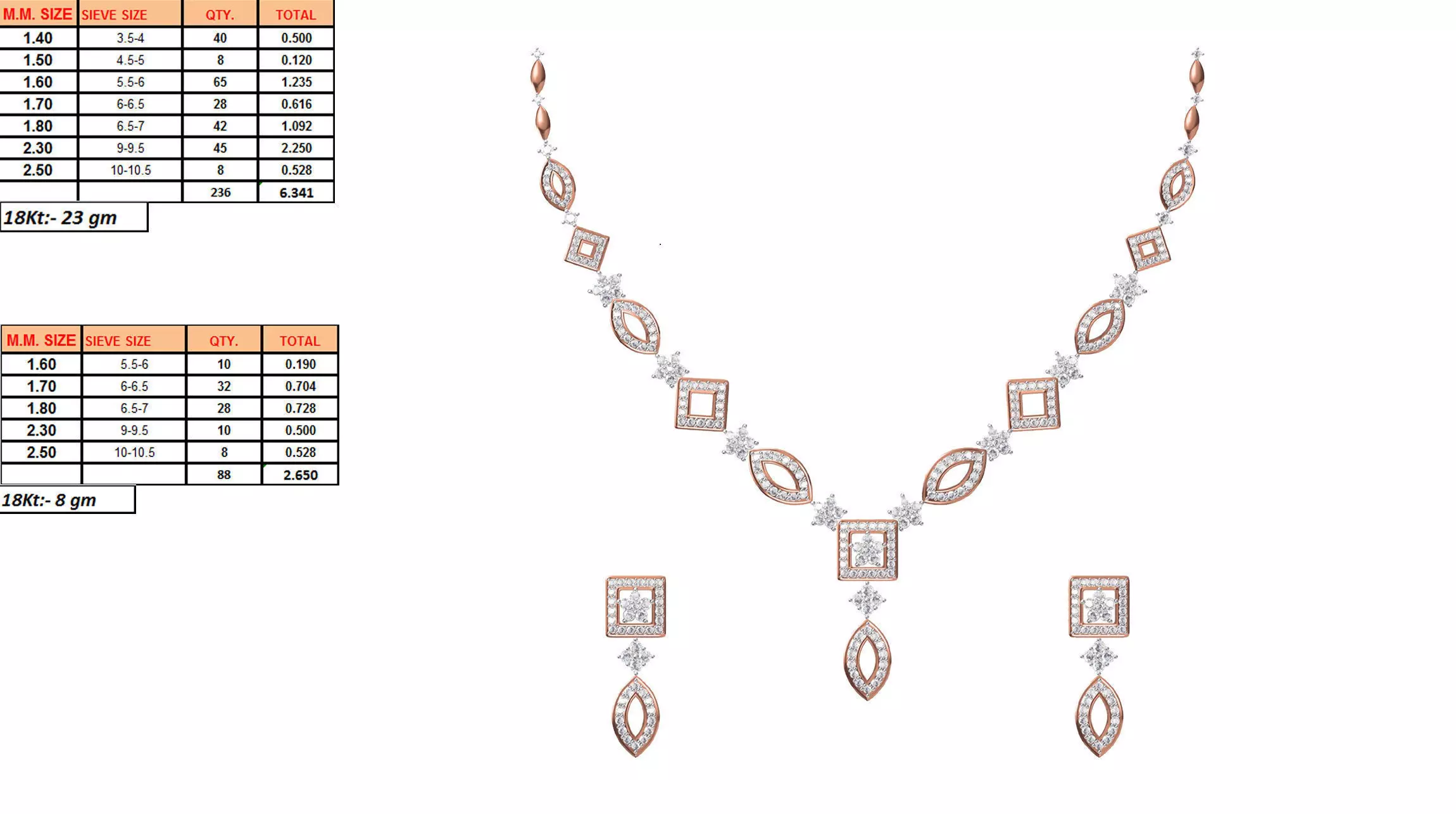 Rose Gold Jewellery Set With Diamonds 8 3D print model