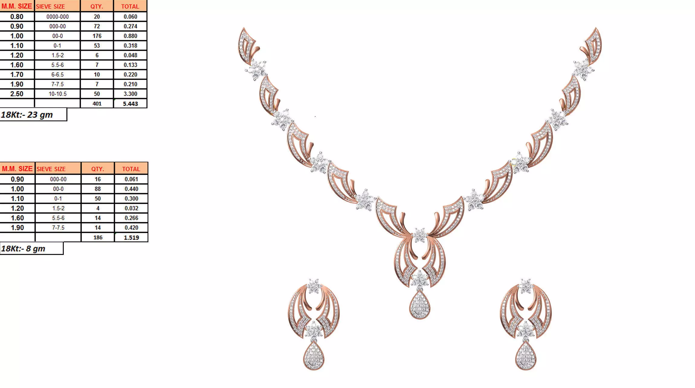 Rose Gold Jewellery Set With Diamonds 9 3D print model