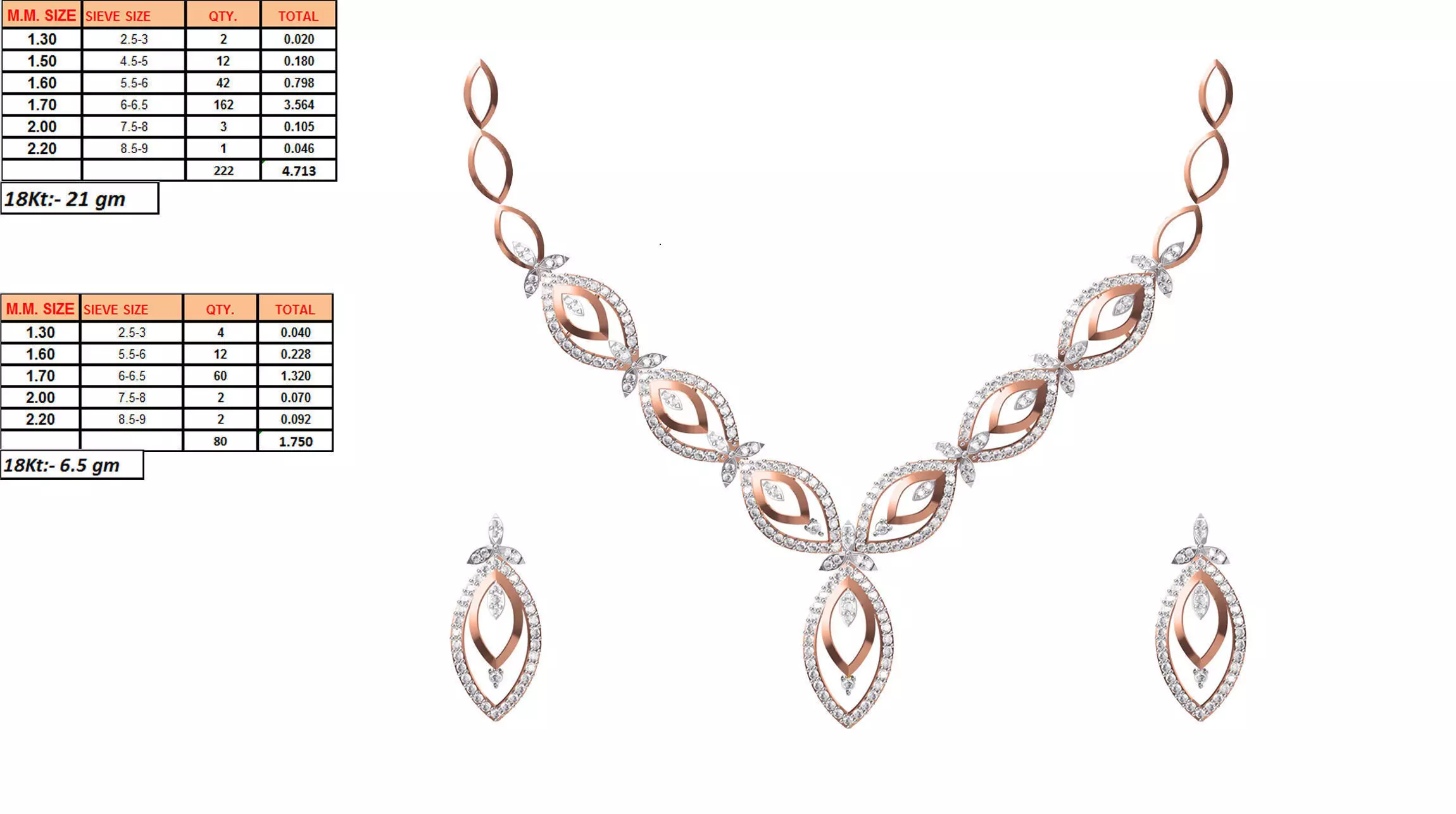 Rose Gold Jewellery Set With Diamonds 10 3D print model