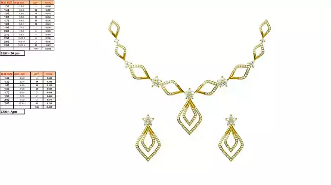 Golden Jewellery Set With Diamonds