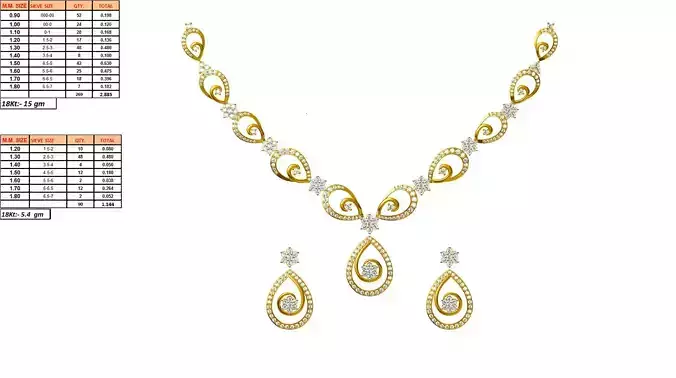 Golden Jewellery Set With Diamonds 2