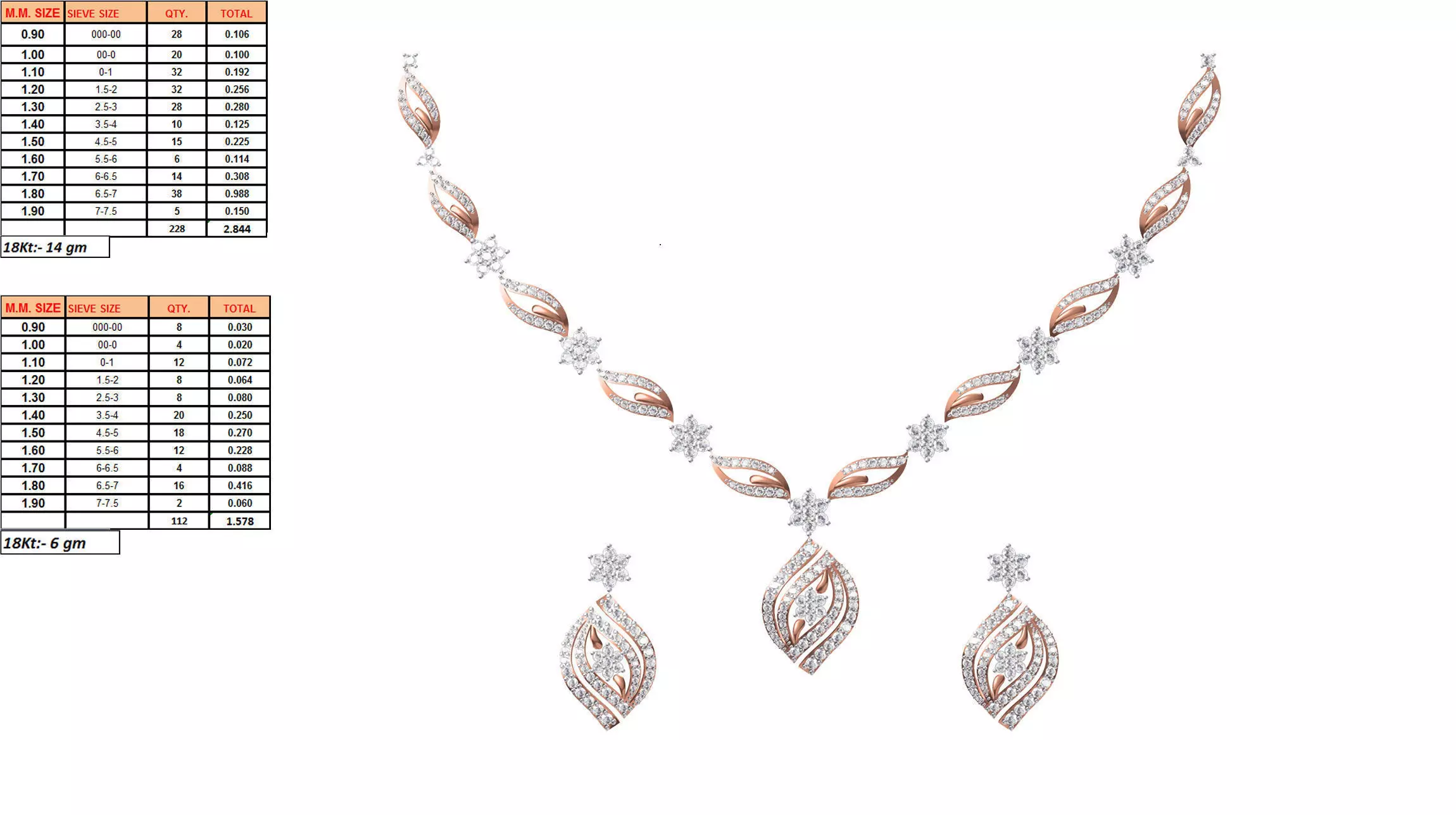 Rose Gold Jewellery Set With Diamonds 11 3D print model