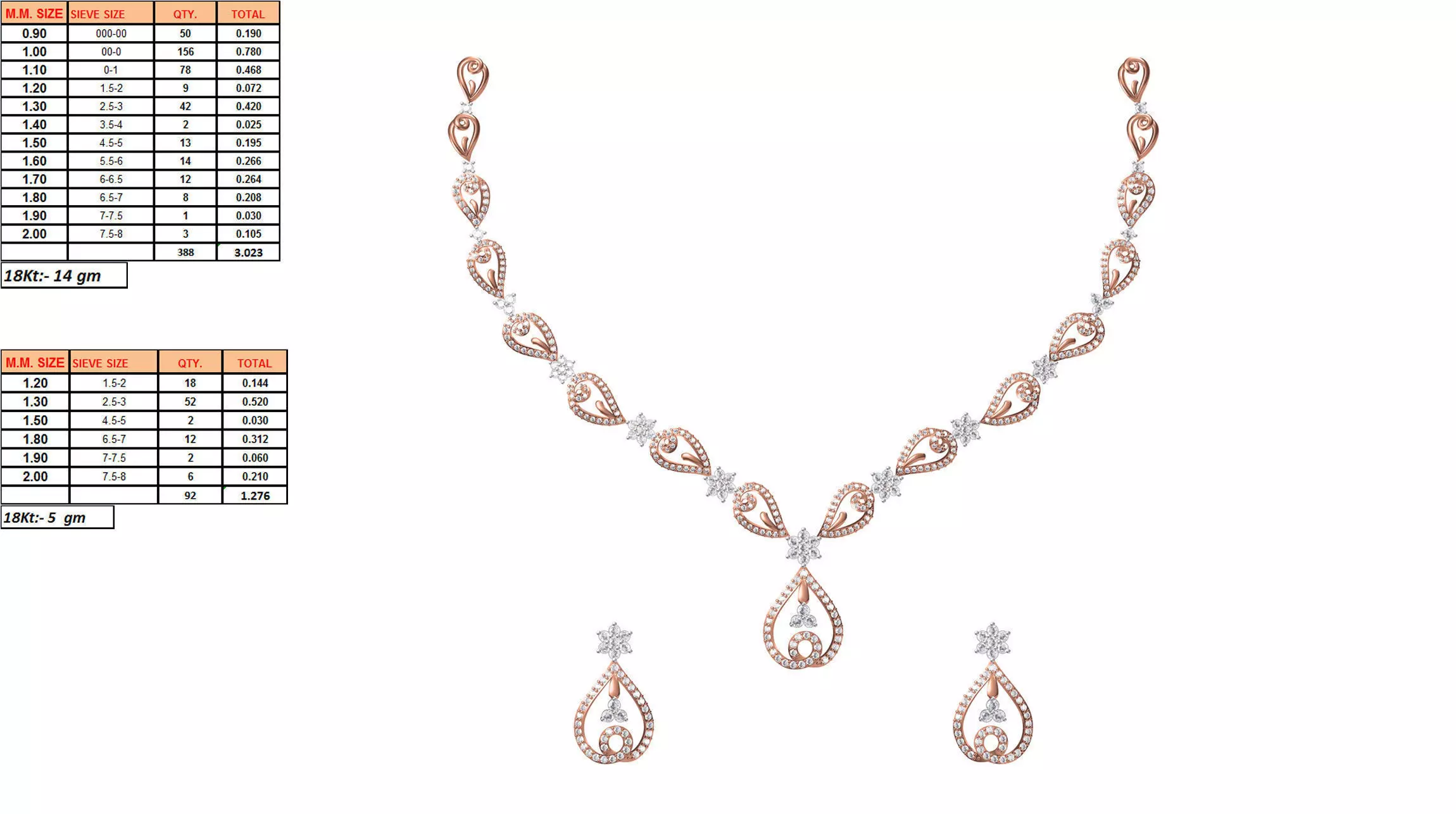 Rose Gold Jewellery Set With Diamonds 12 3D print model