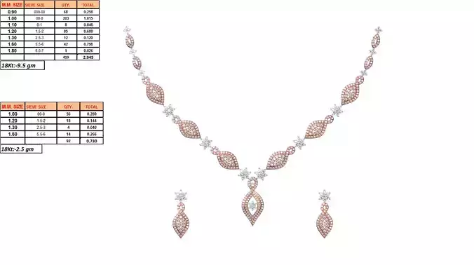 Rose Gold Jewellery Set With Diamonds 13