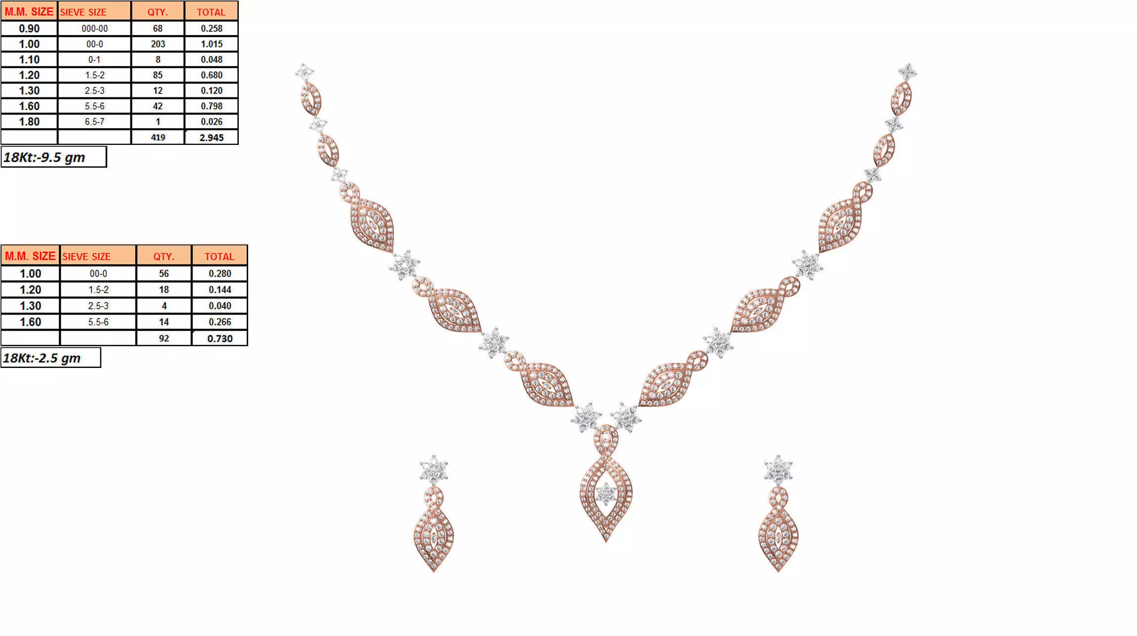 Rose Gold Jewellery Set With Diamonds 13 3D print model