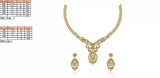 Golden Jewellery Set With Diamonds 10