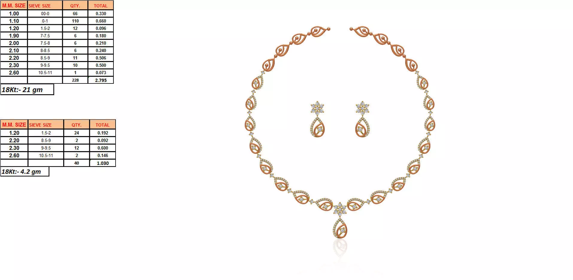 Rose Gold Jewellery Set With Diamonds 14 3D print model
