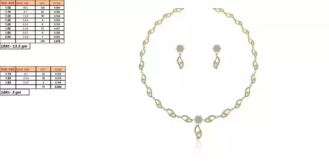 Golden Jewellery Set With Diamonds 12