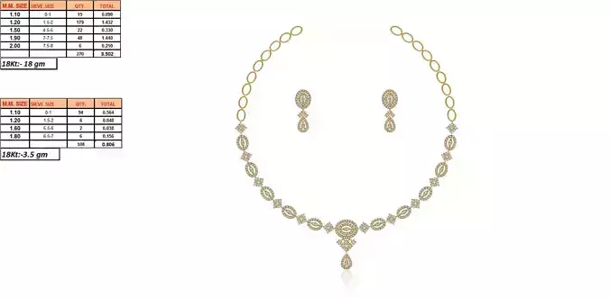 Golden Jewellery Set With Diamonds 13