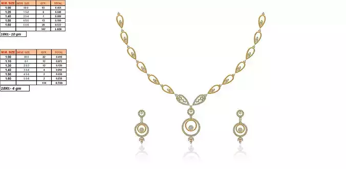 Golden Jewellery Set With Diamonds 14