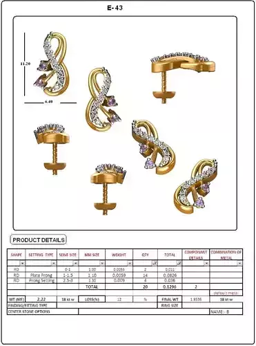 Golden Eartops With Diamonds  3
