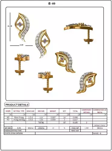 Golden Eartops With Diamonds  4