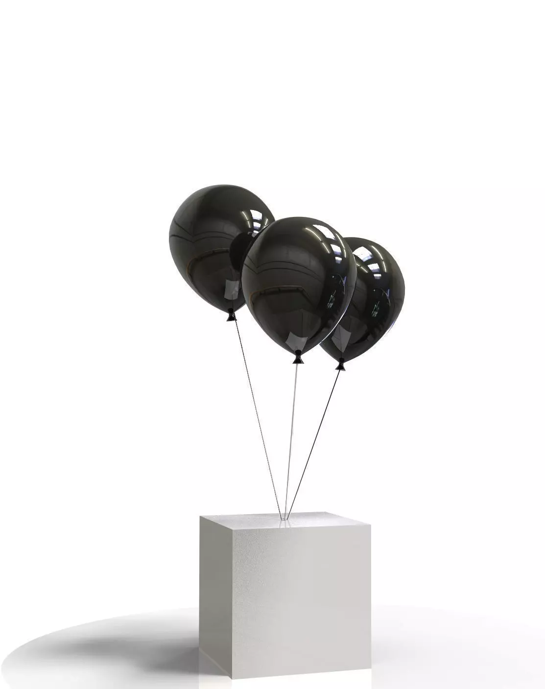 Helium balloons and concrete cube 3D model_0