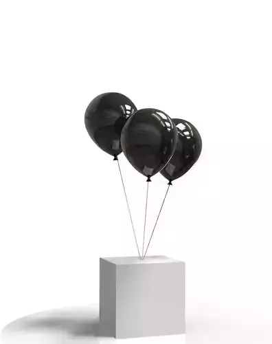 Helium balloons and concrete cube 3D model