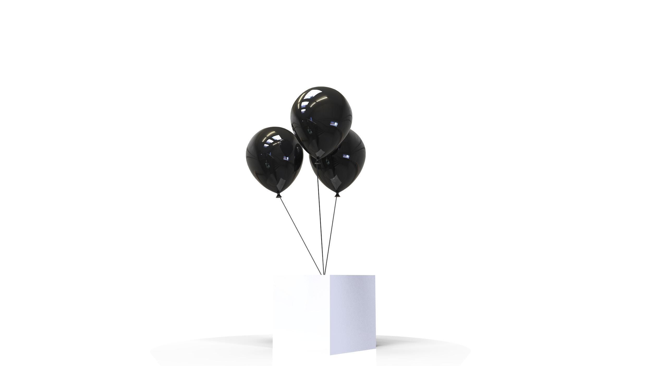 Helium balloons and concrete cube 3D model_2