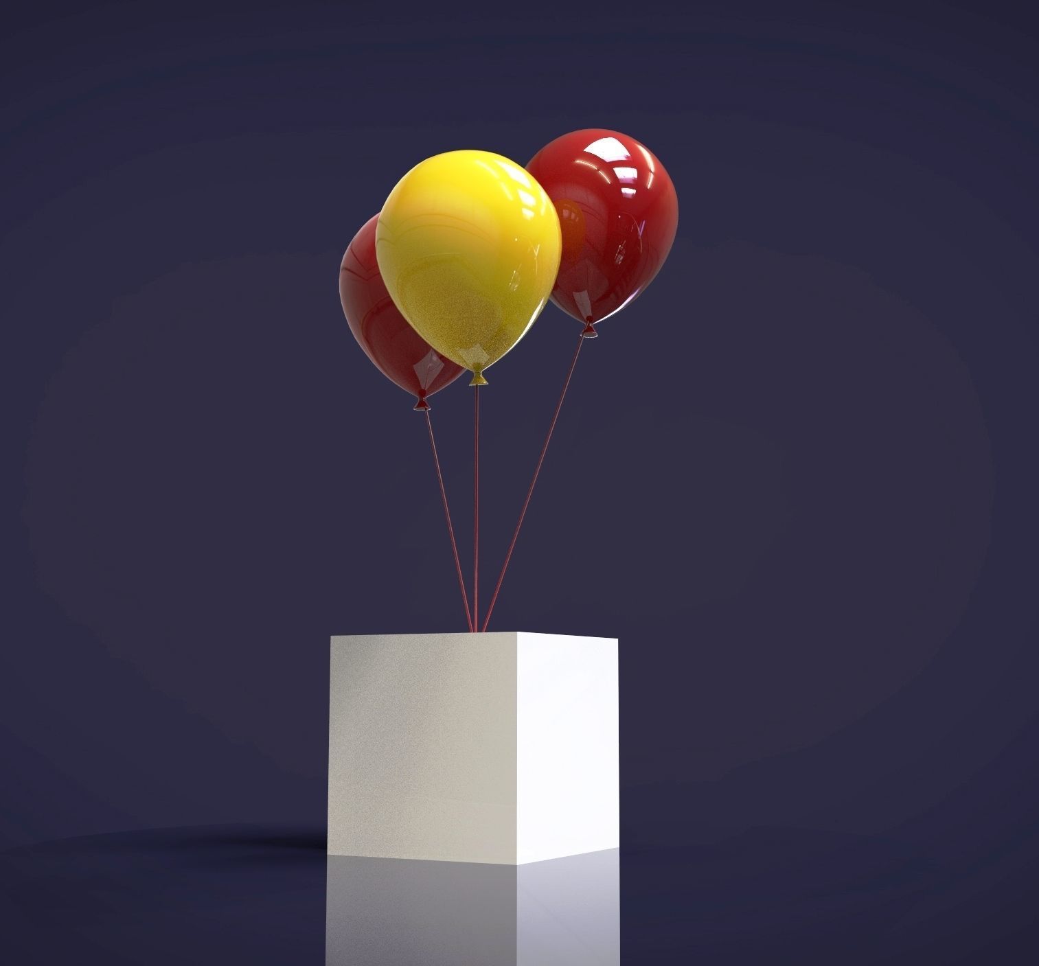 Helium balloons and concrete cube 3D model_5